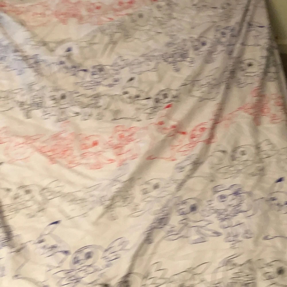 Pokemon Character Print Twin/Full Sheet - Red & Blue Line Art on White